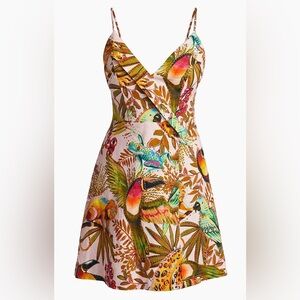 Farm Rio Pink Into The Jungle Lenzing™ Ecovero™ Euroflax™ Mini Dress Size Large